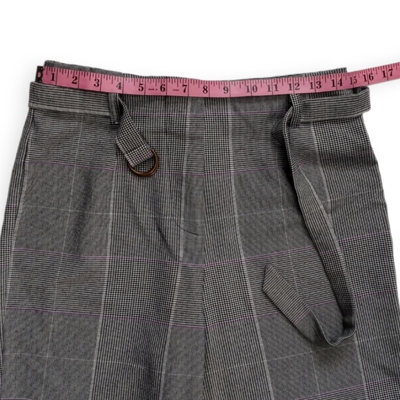 WHO WHAT WEAR WOMEN'S PLAID HIGH-WAIST PANTS SIZE 4. COLOR BLACK, WHITE, PURPLE - Picture 6 of 15